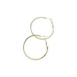 Slickblue Women's Fashion Earrings, Yellow Gold Plain Round Hoop Style, Minimalist Look, 1.5", Alloy - 1 of 2