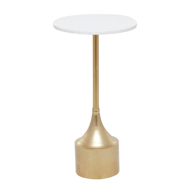 Contemporary Metal and Marble Pedestal Accent Table Gold - Olivia &#38; May, 3 of 8