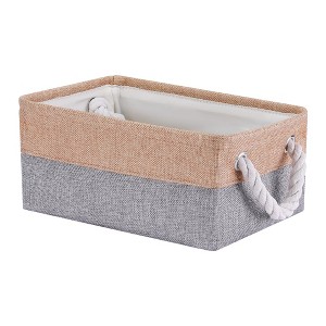 Unique Bargains Fabric Collapsible Storage Organizer Basket with Handles - 1 of 4