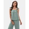 EXLURA Womens Summer 2 Piece Sets Sleeveless Square Neck Tie-Back Cami Top Wide Leg Pants Matching Set Beach Vacation Outfits - 4 of 4