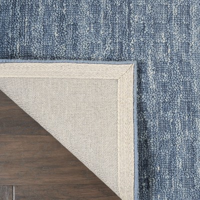 Handwoven Navy Wool Rectangular 8' x 10' Area Rug