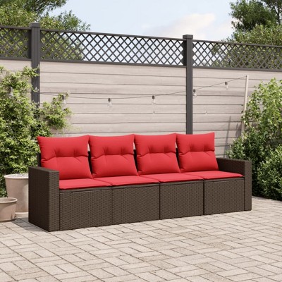 4 Piece Patio Sofa Set with Cushions Poly Rattan vidaXL