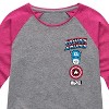 Girls' - Marvel - Captain America Logo Stack Shirt Tail Raglan Graphic T-shirt - 2 of 3