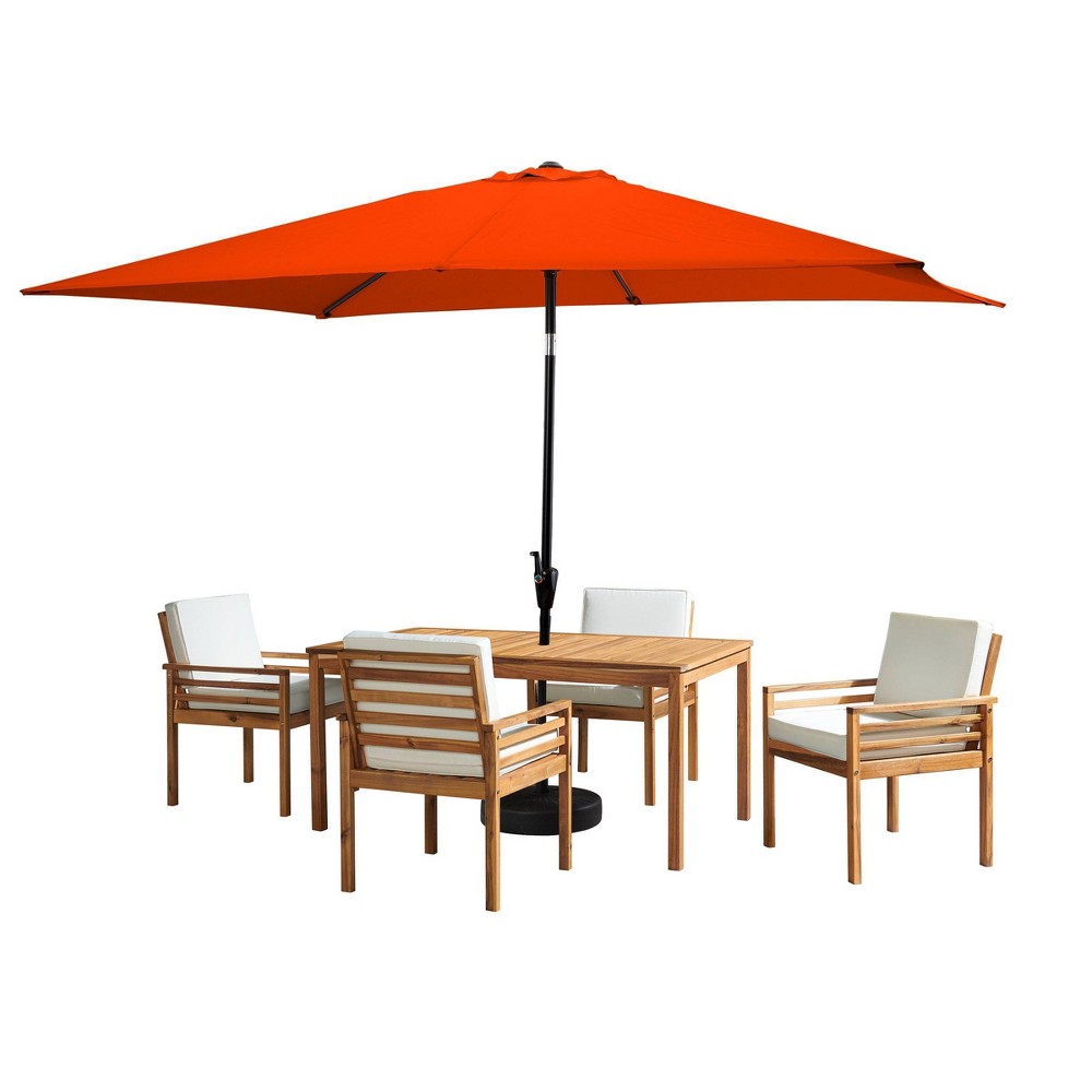 Photos - Dining Table Alaterre Furniture 6pc Outdoor Patio Dining Set, Okemo Table with 10' Rectangular Umbrella Orange