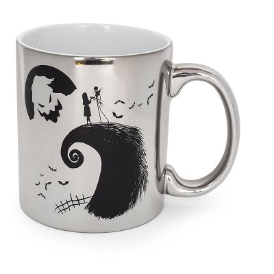 Silver Buffalo Nightmare Before Christmas Silver Electroplate Ceramic Mug | Holds 20 Ounces