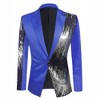 Lars Amadeus Men's Color Block Notched Lapel Party Sequin Blazers - 2 of 4