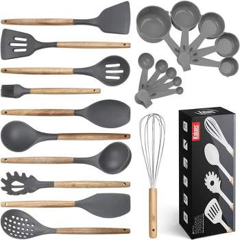 Heavy Duty Kitchen Utensils Set, 6 PC Nonstick Nylon, High Heat Resistant for Stovetop and Griddle, 6 Pieces for Cooking (Gray) by DFACKTO