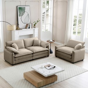 2-Piece Corduroy Sofa Set with 1-Seater and 3-Seater, Cloud-Like Comfort, Flexible Combination - 1 of 4