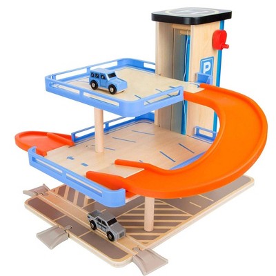 Small Foot Wooden Toys Multi-Level Parking Garage Complete Playset