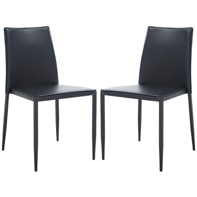 Cason Black Faux Leather Dining Side Chair Set with Steel Legs