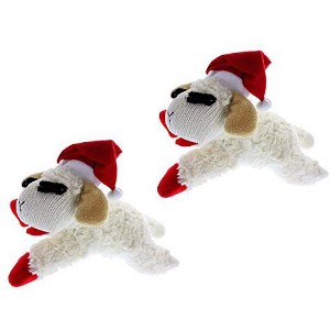 Lamb Chop Christmas Dog Toy with Santa Hat 6", 2 Pack - 1 of 3