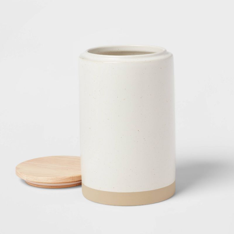 Camwood Collection Large Stoneware Canister with Wood Lid Cream - Threshold&#8482;, 4 of 5