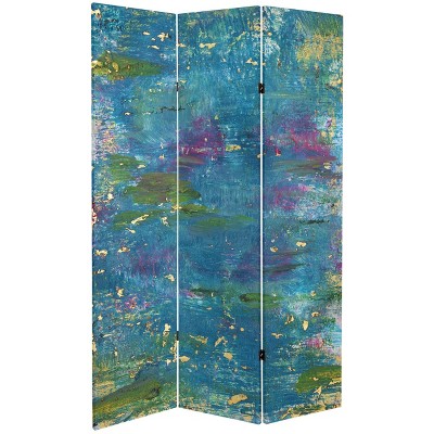 6" Double Sided River God Canvas Room Divider Blue - Oriental Furniture