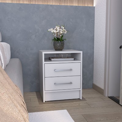 NicBex 23.6"H Wood Nightstand,Bedside Tables with 2 Drawers and 1 Open Shelf for Bedroom,Living Room