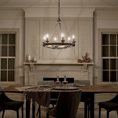 Taulbee 28.5" Grey Bronze Rustic Wagon Wheel Chandelier