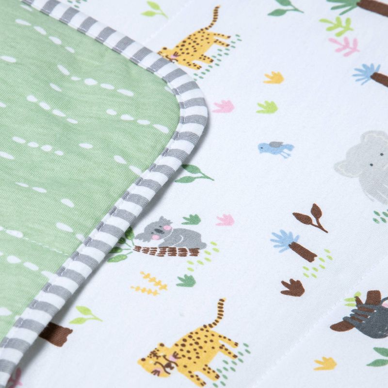 Jersey Knit Reversible Baby Blanket Jungle Animals - Cloud Island&#8482; Gray/Green, 5 of 7