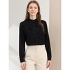 Allegra K Women's Work Office Ruffle Neck Long Sleeve Ribbon Button Down Blouses - 3 of 4