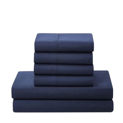 Navy Twin XL Reversible Microfiber Bed in a Bag Set