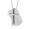 Steeltime Men's stainless steel cross and Our Father prayer dog tag pendants on ball chain. Color Options: Silver, Gold, Black - 2 of 4