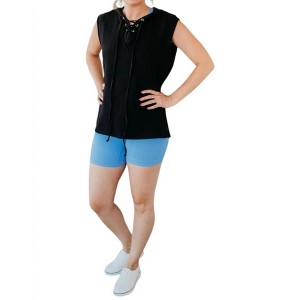 Women's Sleeveless Lace-up Hoodie - White Birch - 1 of 4