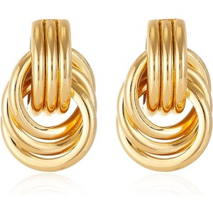 14K Gold Knot Earrings for Women - Heart Link Drop Dangle Statement Jewelry, Chunky Knotted Design - 1 of 4