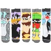 WB Looney Tunes Character Faces Men's 5 Pair Casual Crew Socks Mid Calf - 2 of 4