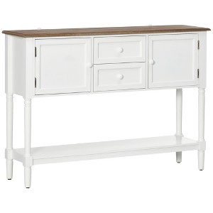 Vynxaria Console Table with Drawers,Vintage Entryway Table with 2 Drawers,Cabinets and Bottom Shelf, Retro Sofa Table,White - 1 of 4