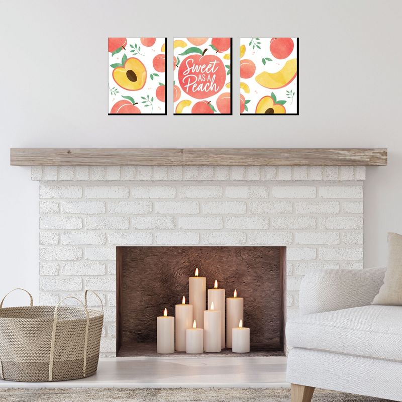 Big Dot of Happiness Sweet as a Peach - Fruit Kitchen Wall Art and Kids Room Decor - 7.5 x 10 inches - Set of 3 Prints, 2 of 8