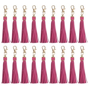 Unique Bargains PU Leather Keychain with Lobster Swivel Crafts Tassels 18 Pcs - 1 of 4