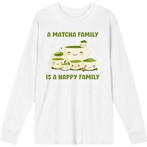 A Matcha Family Is A Happy Family Adult Crew Neck Long Sleeve Tee - 1 of 2