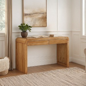 Royal Hampton Console Table | 43" Wide Top | Handcrafted Natural Acacia Wood | Dual Drawer Storage - 1 of 4