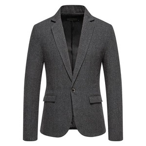Coolmee Mens One Button Plaid Blazer Sports Coat Casual Slim Fit Checkered Blazer for Men Wedding - 1 of 3
