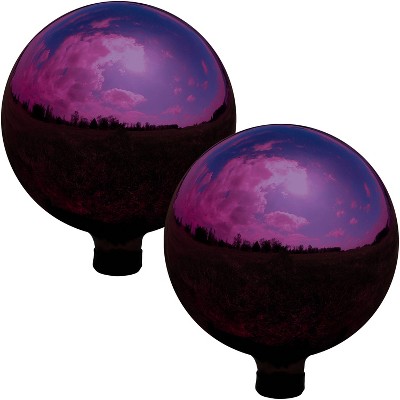 Sunnydaze Indoor/Outdoor Mirrored Surface Gazing Globe Ball for Lawn, Patio or Indoors - 10" Diameter - Merlot - Set of 2