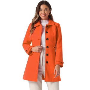INSPIRE CHIC Women's Winter Classic Single Breasted Outwear Overcoat with Pockets - 1 of 4