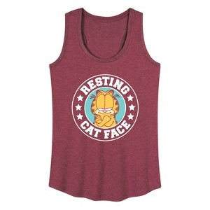 Women's - Garfield - Resting Cat Face Graphic Racerback Tank - 1 of 4