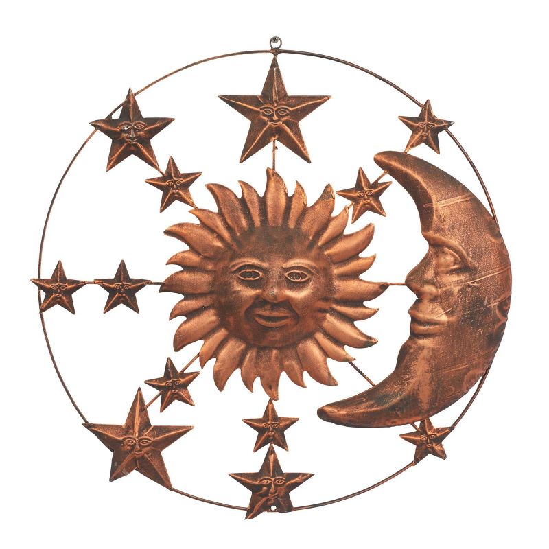 Metal Sun and Moon Indoor Outdoor Wall Decor with Stars Bronze - Olivia &#38; May, 1 of 9