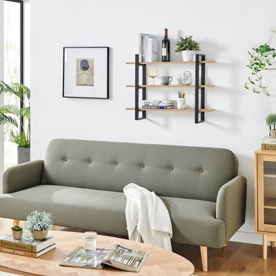 Chestnut and Iron 34'' Triple Tier Floating Wall Shelf