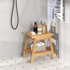 Tangkula 20" Teak Wood Shower Bench w/ Storage Shelf Adjustable & Anti-slip Foot Pads Bathroom Spa Bathing Stool - 2 of 4