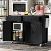 Ridstar 53.5 in. W Kitchen Storage Island with Drawer, Drop Leaf & Spice Rack For Home, Kitchen & Dining Room-Black - 4 of 4