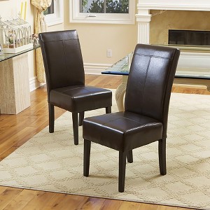 Sapphtopaz Set of 2 Modern Dining Chairs with T-Stitch High Backrest Dining Room Chair with Wooden Legs Elegant Kitchen Chair for Dining Room - 1 of 4