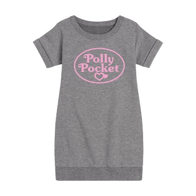 - Polly Pocket - Polly Pocket Pink Logo Graphic Short Sleeve Fleece Dress