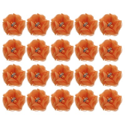 Unique Bargains Artificial Rhinestone Chiffon Flower Heads 20 Pcs