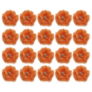 Unique Bargains Artificial Rhinestone Chiffon Flower Heads 20 Pcs Yellow - 1 of 4