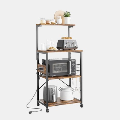 Bestier 4-Tier Microwave Stand Cart with Power Outlet Baker's Racks