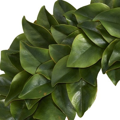 Nearly Natural 24'' Green Magnolia Artificial Wreath