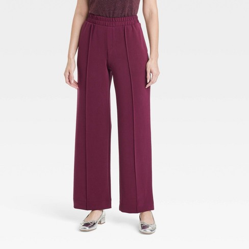 Women's High-rise Straight Leg Pull-on Pants - A New Day™ Burgundy L :  Target