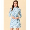 Allegra K Women's Elegant Ruffle Crew Neck Formal Elegant Mini Floral Lace Dress - 3 of 4