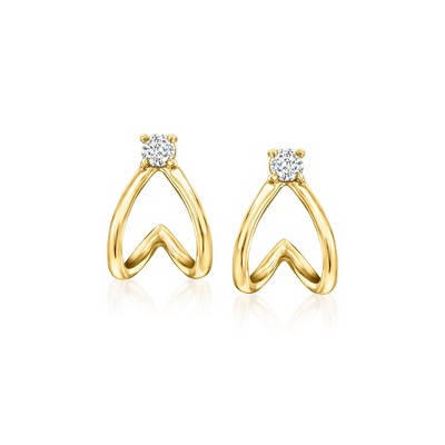 RS Pure by Ross-Simons 0.10 ct. t.w. Diamond Double-Split Huggie Hoop Earrings in 14kt Yellow Gold