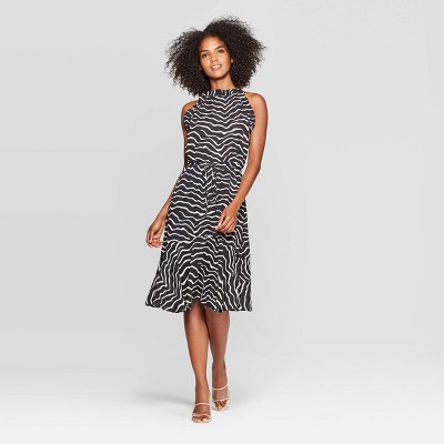 halter neck animal print dress