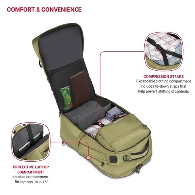 SWISSGEAR 45L Travel Backpack with RFID Blocking Pocket - Olive Branch — фото 4